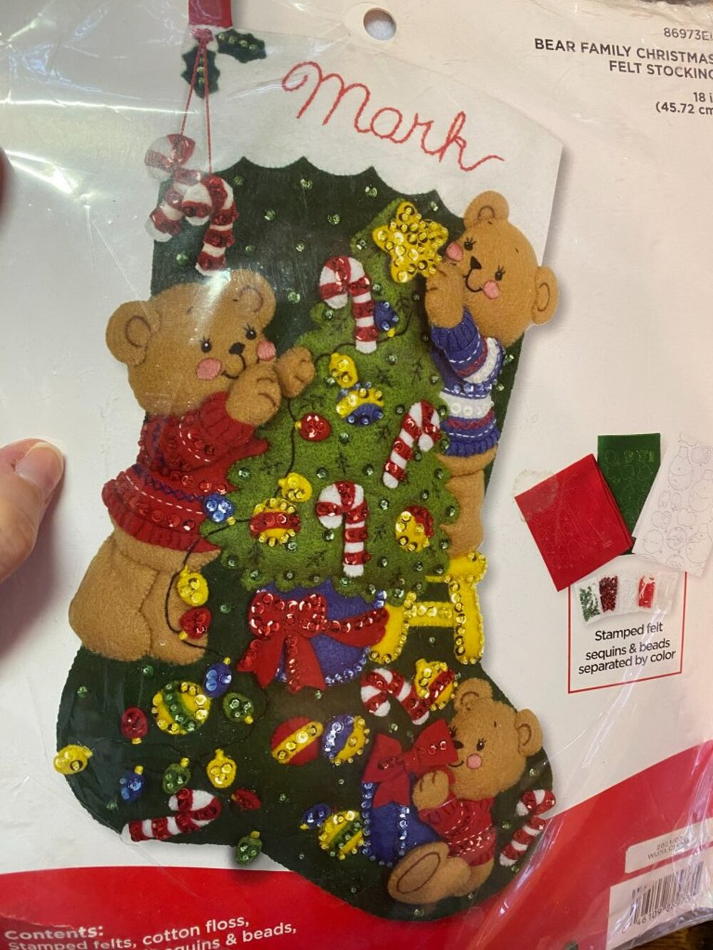Bucilla Bear Family Christmas Felt Stocking Kit 18" 86973E1